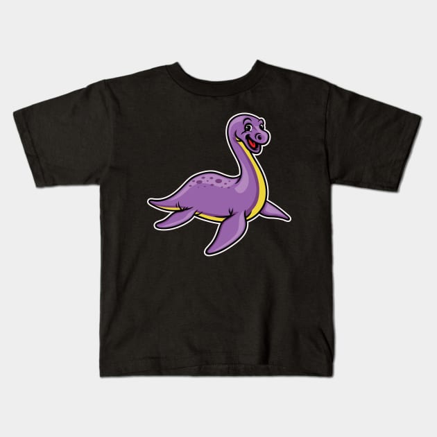 Cute Elasmosaurus Happy Dinosaur Kids T-Shirt by PosterpartyCo